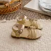 Sandálias Simples Estilo Francês para Crianças 2026 Novo Verão Moda Feminina Versátil Estilo Fada Sapatos de Princesa Abertos na Ponta Sapatos de Praia