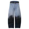 Jeans Scimitar Vintage Estilo Americano Tingimento Tie-Dye Gradiente Lavado para Homens e Mulheres, Marca de Moda de Rua, Calças Sickle Largas e Soltas