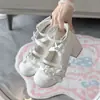 Sapatos de Couro Pequenos Versáteis e Fofos com Laço, Sapatos de Salto Alto Redondos Estilo Ballet, Sapatos de Couro Lolita, Sapatos de Couro Mary Jane Princesa Jk