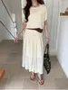 Falda Elegante de Tencel con Caída Estilo Coreano de Cintura Alta para Mujer, Nueva Falda Versátil de Línea A con Cintura Elástica Verano 2026