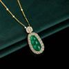 Venta Caliente en Vivo Todo el Cuerpo Conserva el Color Chapado en Oro Colgante de Frijol Ágata Calcedonia Verde Hielo Joyería de Lujo Incrustada para Mujer