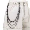 Joyería transfronteriza europea y americana punk oscuro metal remache colgante actuación cadena de cintura multicapa accesorios para jeans