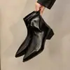 Botas Femininas Curtas Bico Fino 2026 Nova Coleção Outono/Inverno Sapatos de Salto Alto Salto Grosso Estilo Francês Botas Finas para Tornozelo Estilo Coreano de Alta Qualidade Botinhas para Tornozelo