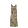 Nova moda feminina de comércio exterior 2026: Vestido sexy e estiloso de malha transparente com estampa de leopardo e alças finas