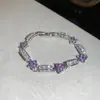 Galáxia Névoa Roxa~Pulseira com Pingente de Flor de Zircônia Gota d'Água Estilo Minimalista Coreano Ins Pulseira Joia de Luxo Leve de Alta Qualidade