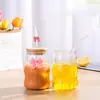 Taza de Bebida para Mujer con Forma de Nube Linda, Taza de una Sola Capa de Gran Capacidad, Taza con Lazo Resistente a Altas Temperaturas, Vaso de Agua de Vidrio de Borosilicato Alto