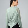 Ropa de secado rápido para mujer, malla fina con hebilla en los dedos, ropa de yoga, camiseta deportiva para correr, ropa de fitness holgada de manga larga, top para mujer
