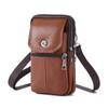 Bolsa de cintura para celular masculina transfronteiriça com cinto, bolsa para celular, bolsa mensageiro de ombro de couro casual de negócios em estoque