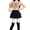 Estilo Balé Francês Vestido Preto de Bolo Mulheres Verão Estilo Doce Cintura Alta Emagrecimento Saia A-Line Saia Midi Saia Mini Branca