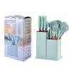 Venta al por mayor de fábrica traje de 19 piezas traje de utensilios de cocina de silicona herramientas de cocina traje de cuchillos de cocina pala de silicona cuchara tabla de cortar