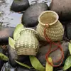 Productos de Bambú Hechos a Mano, Cestas Pequeñas de Bambú, Cestas para Peces, Cestas Decorativas Tejidas de Bambú, Cestas Pequeñas de Bambú para Espectáculos, Cestas de Bambú Rústicas, Cestas de Bambú para Recolección de Té