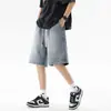 Shorts de mezclilla para hombre para verano, marca de moda, versátiles, corte holgado, talla grande, corte recto, estilo americano, shorts casuales de longitud media