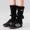 Calcetines de becerro a rayas estilo coreano, calcetines de lana versátiles para mujer, calcetines cálidos de punto hasta la rodilla