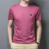 Nueva camiseta de verano 2023 para hombre, manga corta, cuello redondo, casual, color liso, transpirable, seda de hielo, verano, una pieza, entrega