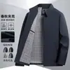 Jaqueta Masculina Estilo Novo 2026 para Homens de Meia-Idade, Primavera e Outono, Casual de Negócios, Anti-Amassar, Não Precisa Passar, Casaco Masculino Confortável para o Pai