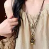 Nuevo Collar con Colgante de Pluma Zen Chino para Mujer Cadena Larga Retro Bohemio para Clavícula Accesorios Étnicos para Apilar