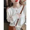 Suéter básico de cachemira con cuello redondo para mujer, otoño e invierno, holgado, elegante, suéter de punto para usar debajo, estilo Año Nuevo, top de punto de principios de otoño