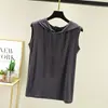 Colete com capuz de modal plus size, blusa de moletom com capuz feminina estilo coreano para o verão, peça externa fina sem mangas de modelagem solta
