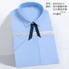Camisa Cuadrada de Fibra de Bambú de Manga Corta para Verano, Ropa Formal de Negocios Profesional, Mismo Estilo para Hombres y Mujeres, Ropa de Trabajo Cómoda, Transpirable y Fresca