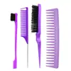 Kit de ferramentas de cabeleireiro pente de cauda fina com ponta de agulha de aço pente de dentes largos pincel de sobrancelha de cabeça dupla pente de três fileiras pente para estilizar penteados