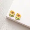 Otoño e Invierno Mini Etiqueta Maillard Dibujo Animado Marca Flor Bordada Accesorios para el Cabello Pegatina de Tela Joyería Hecha a Mano DIY Etiqueta de Tela Decorativa
