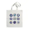 Bolso de Lona Estampado Ojo Turco Azul Bolso de Hombro Bolso Plegable Bolso Tote Bolso de Compras Comercio Exterior