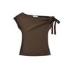 1580-25 Verano Spice Girls Tirante de Hombro Ajustado Ropa Llévalo Correa de Lazo Correa Camiseta Top de Manga Corta Hombro Cruzado