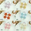 Novos Brincos de Girassol de Tricô Frescos e Doces de Primavera Moda Diária Suave Brincos Bordados de Flor de Cinco Pétalas