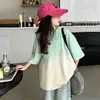 Roupas de Verão para Meninas Camiseta Fashion de Manga Curta 100% Algodão Novo Estilo Coreano Camiseta Top de Manga Meia-Manga com Gola Redonda para Meninas Mais Velhas Estilo College