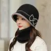 Chapéu Versátil Estiloso de Outono e Inverno para Mulheres de Meia-Idade e Idosas, Forrado com Lã, à Prova de Vento, Resistente ao Frio, Gorro de Tricô Quente de Inverno para Mães