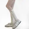 Outono/Inverno 2026 Meias-calça de Botão com Listras Verticais Patchwork Branco Leite Cobertura de Pé Versátil Meias-calça de Botão Empilháveis Meias Finas para Panturrilha