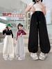 Pantalones de chándal de punto para niña 2025 Nuevo Estilo Simple Primavera y Otoño para Niños Mayores, Versión Coreana, Pantalones de Chándal Sueltos y Elegantes