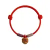 Pulseira de Fio Vermelho com Caroço de Pêssego Segura do Ano Zodiacal para Homens Mulheres Bebês Crianças Amuleto Tecido para Afastar Assustador Velho Madeira de Pêssego Fio de Mão