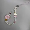 Cordão Original Fofo de Botão Xadrez Coração Cachorro West Highland Beaded para Celular Corda de Câmera Ccd Menina Nicho