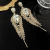 Pendientes de borlas con diamantes de imitación y alfiler de plata, moda europea y americana, pendientes de viento frío, gran sentido, Joker, elegantes pendientes elegantes al por mayor