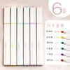Deli Resaltador de Color Macaron de 6 Colores Fila Ligera Oficina Estudiante Universal Varilla Redonda Llamativo Marcador Clave