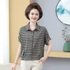 Camisa de Verano a Cuadros de Manga Corta para Mamá, Blusa de Moda Holgada y Adelgazante para Mujeres de Mediana Edad y Mayores, Tops y Camisas de Tallas Grandes