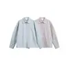 Camisa Unisex Casual de Manga Larga a Rayas con Tapeta con Cremallera Estilo Campus Americano Marca de Moda Ouswe Rc97