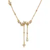 Collar de Cadena para Clavícula Exquisito de Moda Coreana y Japonesa, Lujo Ligero, Estrella de Zirconia con Borla, Elegante y Sencillo, Versátil con un Toque de Alta Gama, Súper Brillante
