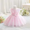 Nuevo Vestido de Princesa sin Mangas con Apliques para Niña Vestido Abullonado Plegado de Organza Vestido para Primera Fiesta Infantil