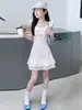 Vestido de Princesa con Mangas Abullonadas y Encaje para Niñas Pequeñas 2026 Nuevas Llegadas de Verano para Niños Medianos y Mayores Vestido de Pastel en Capas con Cintura Ajustada Estilo Francés Vestido de Encaje