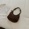 Bolsa feminina casual retrô de alta moda, nova bolsa de ombro estilosa versão coreana outono 2026, bolsa de axila de cor sólida nicho