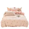 Juego de ropa de cama de cuatro piezas 100% algodón, funda nórdica de sarga engrosada 100% algodón, juego de ropa de cama de tres piezas para cama de dormitorio de estudiante 4