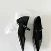 Zapatos Xiao Pi Franceses Super Picantes Impresionantes de Una Sola Correa Mary Janes Plataforma Baja para Ir al Trabajo Puntiagudos Planos para Mujeres de Baja Estatura