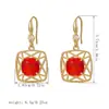 Brincos Cruz de Cobre Estilo Artístico Chinês Retro Novo Pingente Estrela Lua Pétala Vermelha Chinesa Brincos de Gancho
