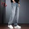 Calça jeans retrô de cor clara para homens, nova coleção primavera 2026, calça casual de corte reto e modelagem solta, calça longa moderna estilo americano lavada