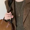 Las cosas buenas vienen en pares: Collar Colgante Metálico Otoño e Invierno para Mujer, Nueva Cadena Hueso de Serpiente, Accesorio de Cadena Larga para Suéter