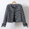 Chaqueta Corta de Tweed Brillante, Nuevo Estilo Primavera y Otoño, Estilo Casual de Celebridad, Estilo Pequeño Fragante, Empalme de Lentejuelas