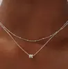 Collar de Moda Transfronterizo Europeo y Americano Versátil en Capas con Iniciales y 26 Colgantes, Nuevo Estilo para Mujer 2024 para Superponer