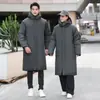 Abrigo deportivo casual grueso con forro de polar para invierno para hombre, moderno y cálido, chaqueta larga de plumón, para entrenamiento hasta la rodilla, talla grande, tres en uno